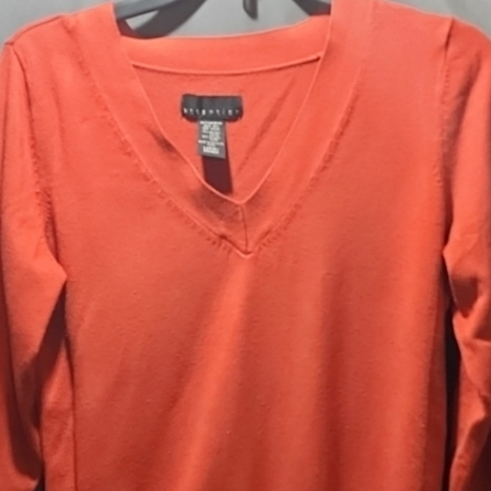 Womens L Attention Orange/Red Light Sweater Dress Top